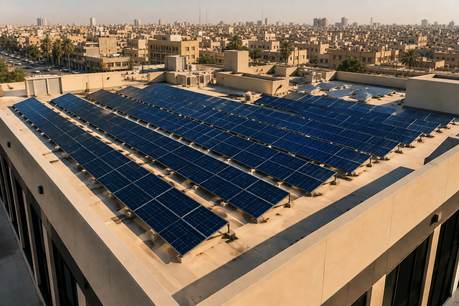Commercial rooftop solar installation in Baghdad